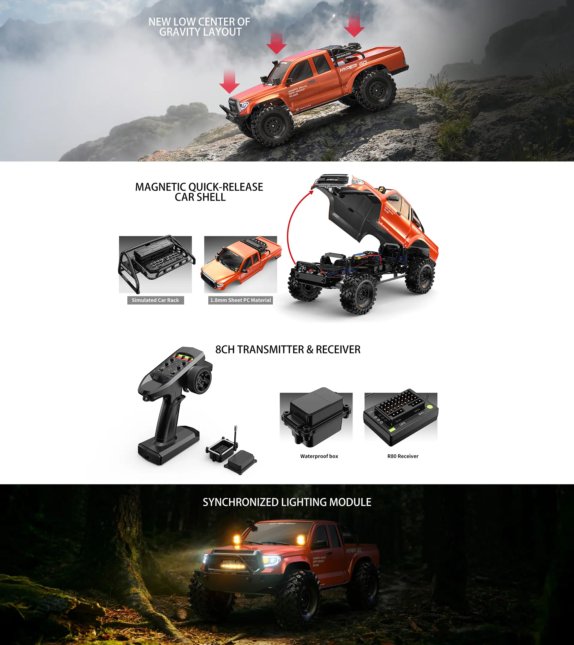 MJX H8E 1/8 4wd Brushless RC Car RTR With Battery - Image 4